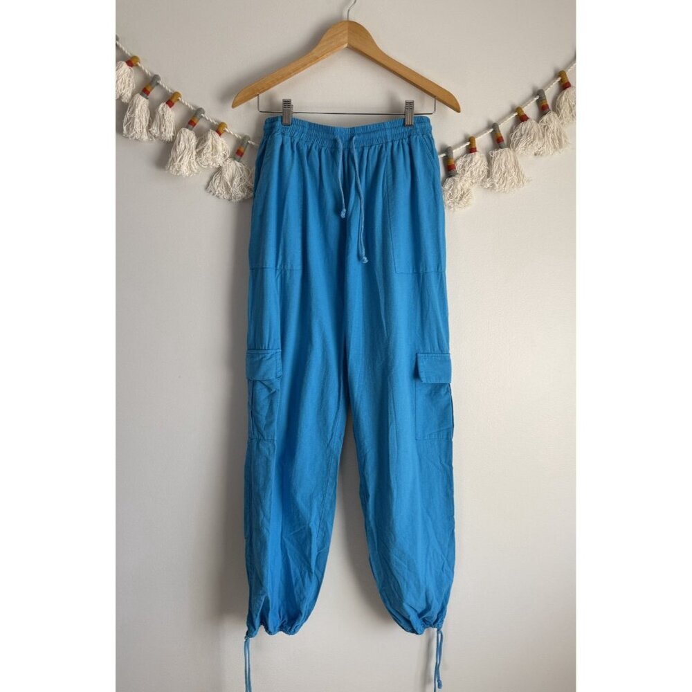 Skims Woven Cotton Cover Up Cargo Pant Baggy Turquoise Beachy Loungewear S